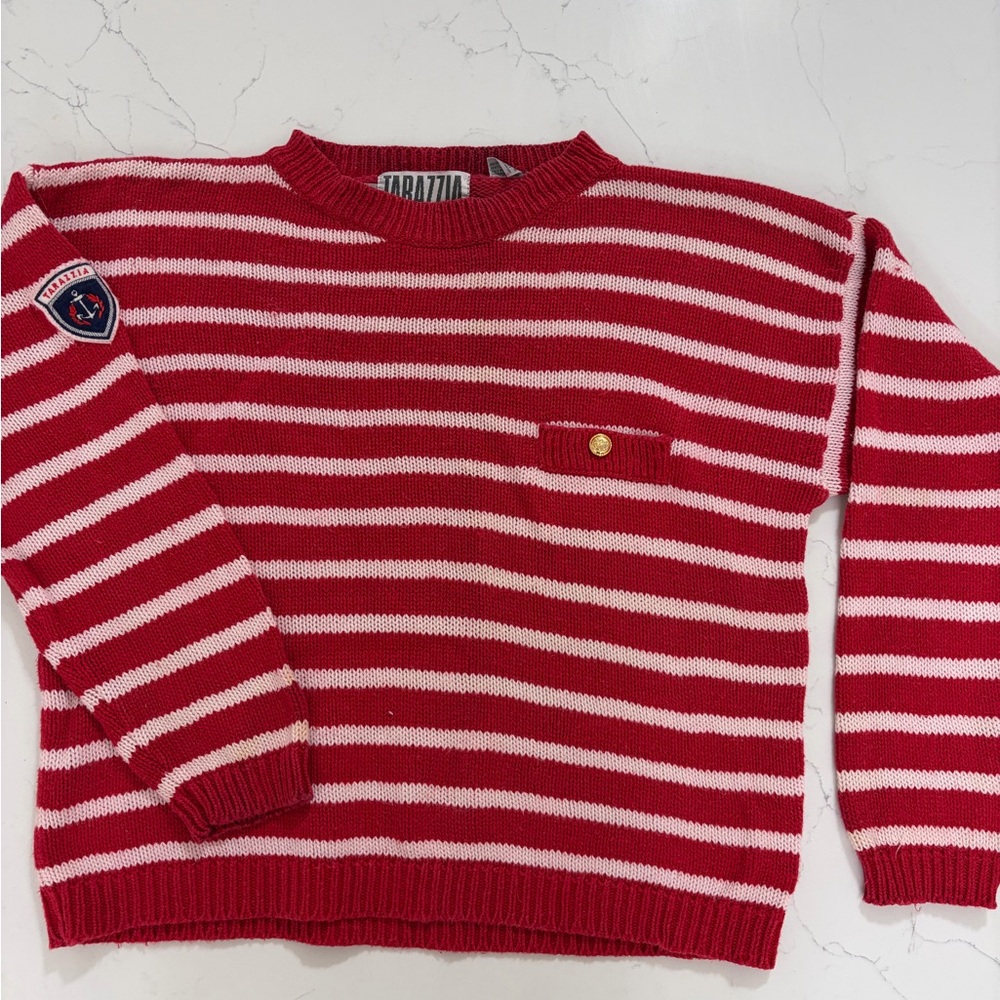 Vintage Tarazzia Red and White Striped Sweater